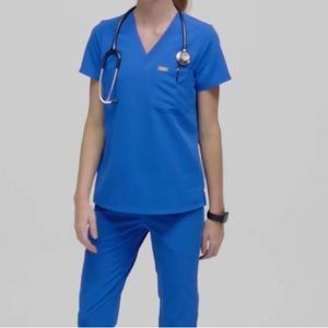 Figs Catarina One-Pocket Scrub Top Royal Blue Size Medium